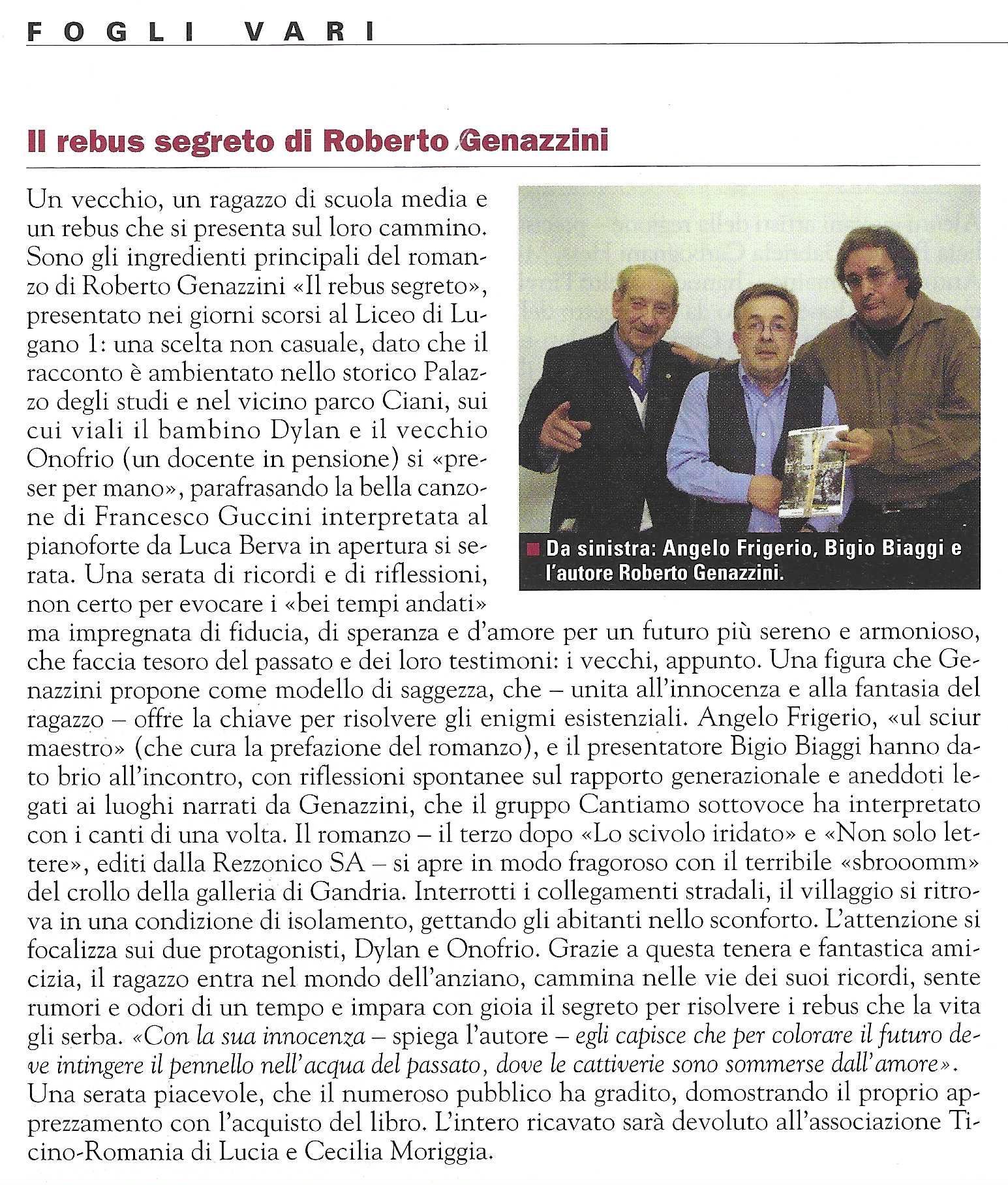 Recensione de Londa dei ricordi, Scrittori nostri - Terra ticinese